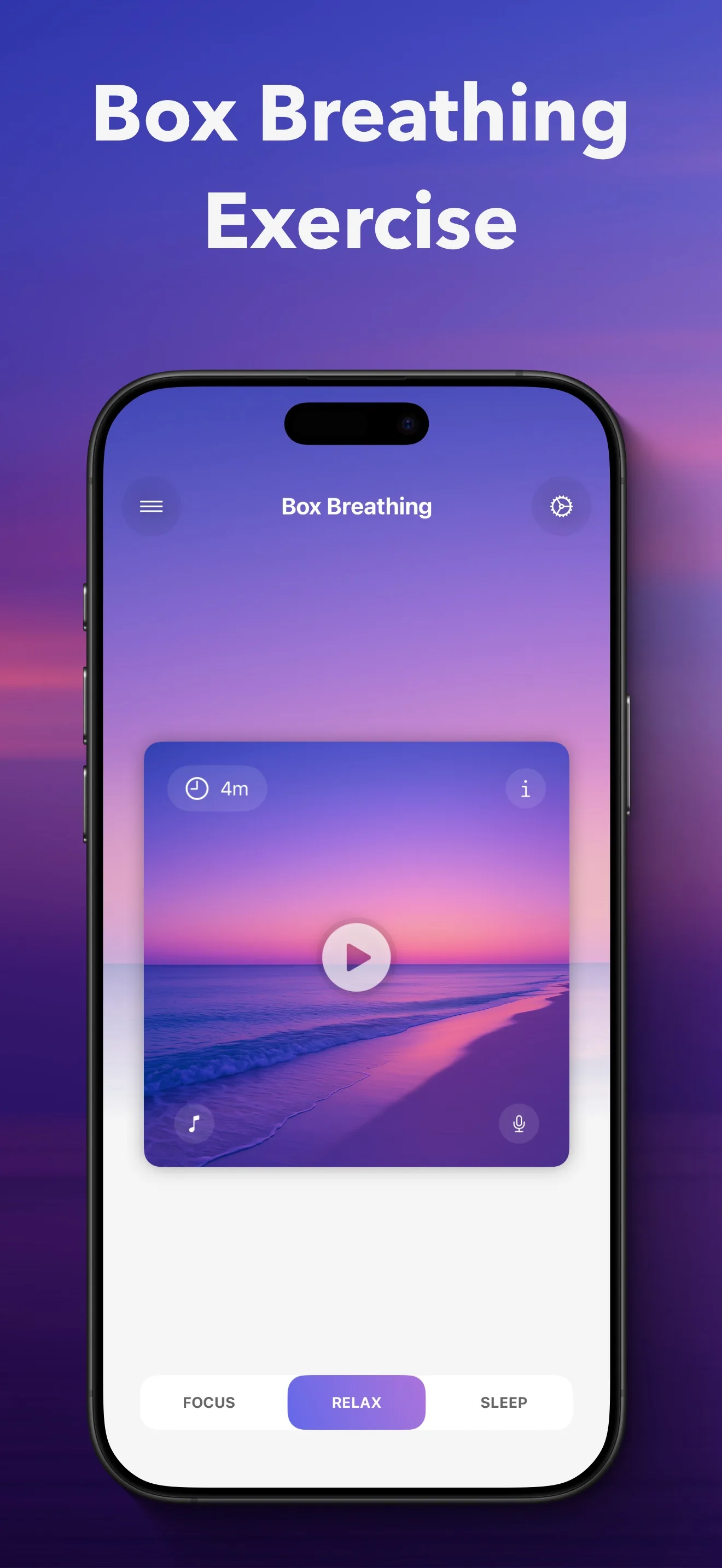 Breathe Even app showing the Box Breathing exercise screen